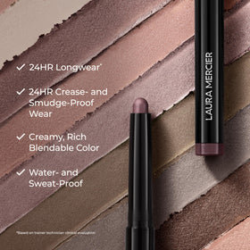 Laura Mercier Amethyst stick in use on eyelid for quick application