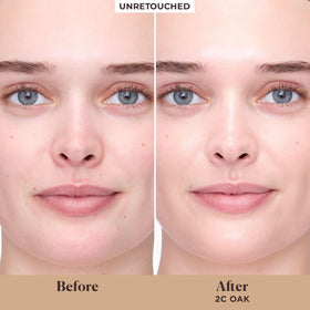 Laura Mercier applied to skin on hand demonstrating blendability, shows sheer coverage benefit