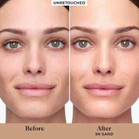 Laura Mercier application on hand demonstrating buildable coverage and blendability