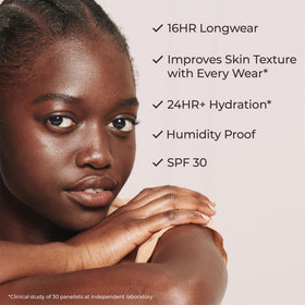 Laura Mercier application with fingers blending tint, fast no-makeup-makeup benefit
