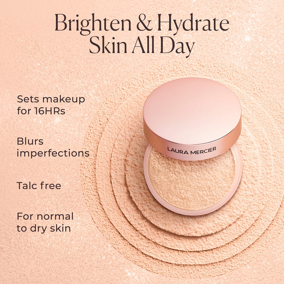 Laura Mercier application with fluffy brush demonstrating even, undetectable set