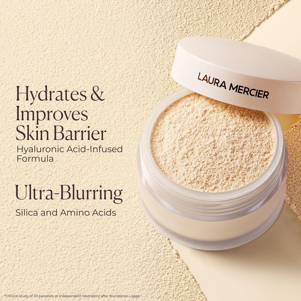 Laura Mercier before and after showing reduced appearance of pores