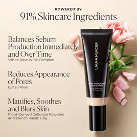 Laura Mercier close detail demonstrating pore-blurring effect for smoother look
