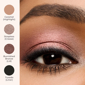 Laura Mercier swatch on arm displaying buildable burnished bronze shimmer