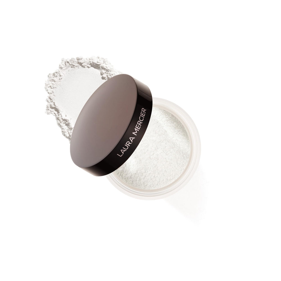 Laura Mercier compact front view showing sleek packaging and travel-ready design