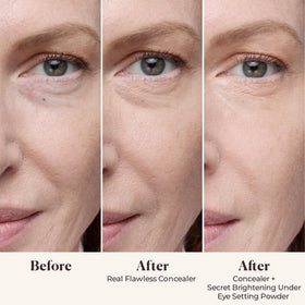 Laura Mercier powder pan open to reveal finely milled under-eye setting powder