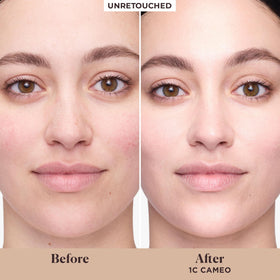Laura Mercier dispensed on hand showing lightweight, buildable coverage