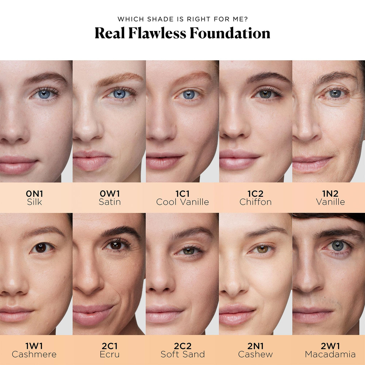 Laura Mercier foundation applied on model demonstrating natural, blurred finish
