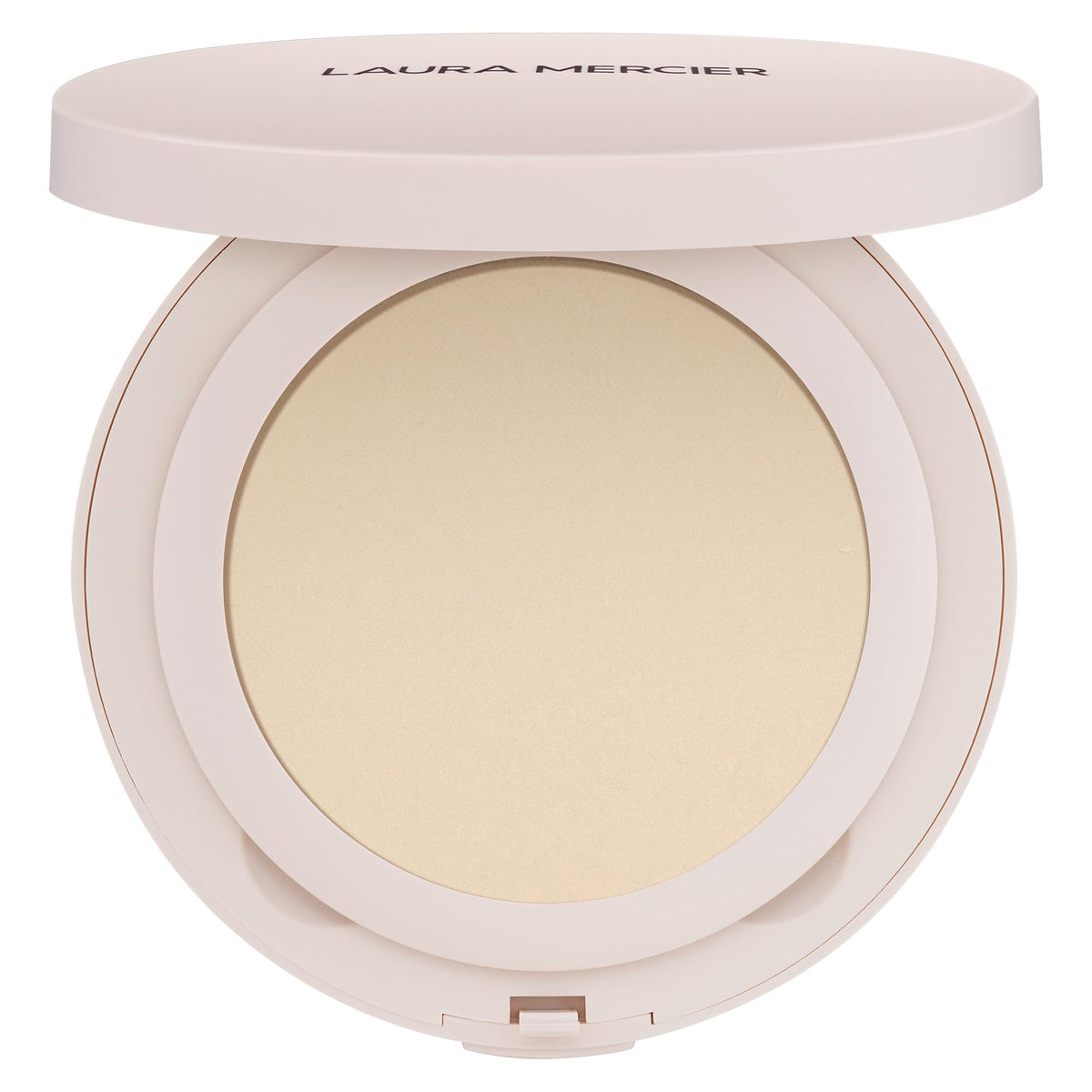 Laura Mercier compact front view showing sleek packaging and easy portability