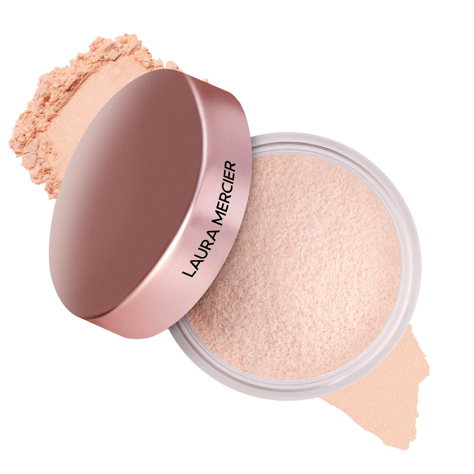 Laura Mercier front packaging showing tone-up rose powder and lasting finish