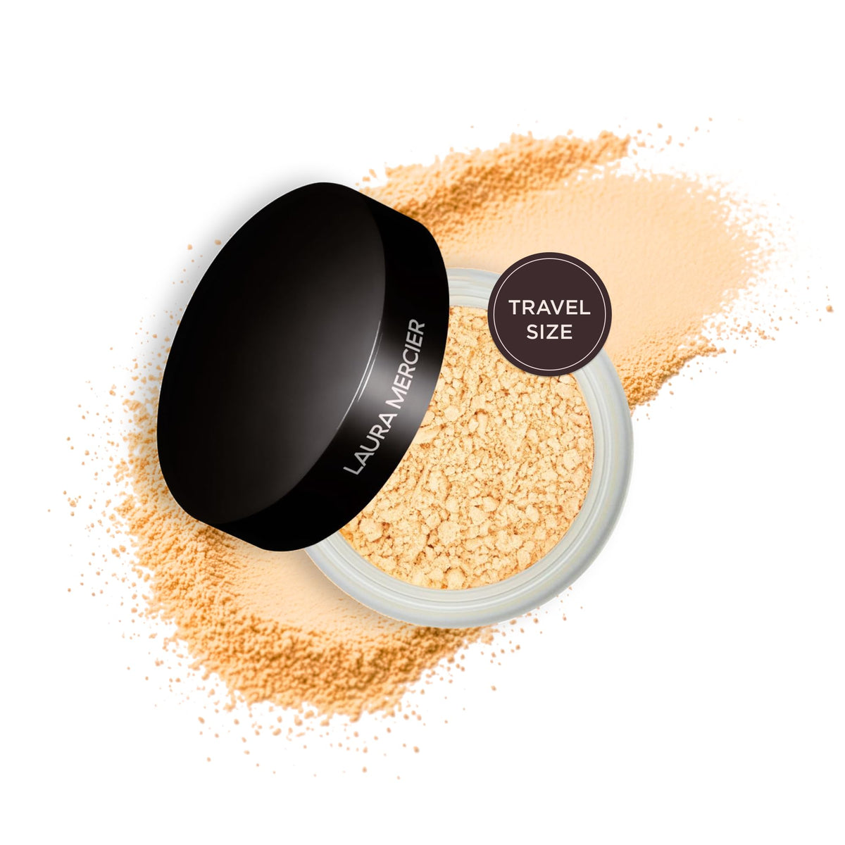 Laura Mercier front packaging showing translucent powder and branding for easy identification