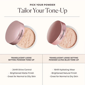 Laura Mercier on-model T-zone showing matte control and natural-looking skin