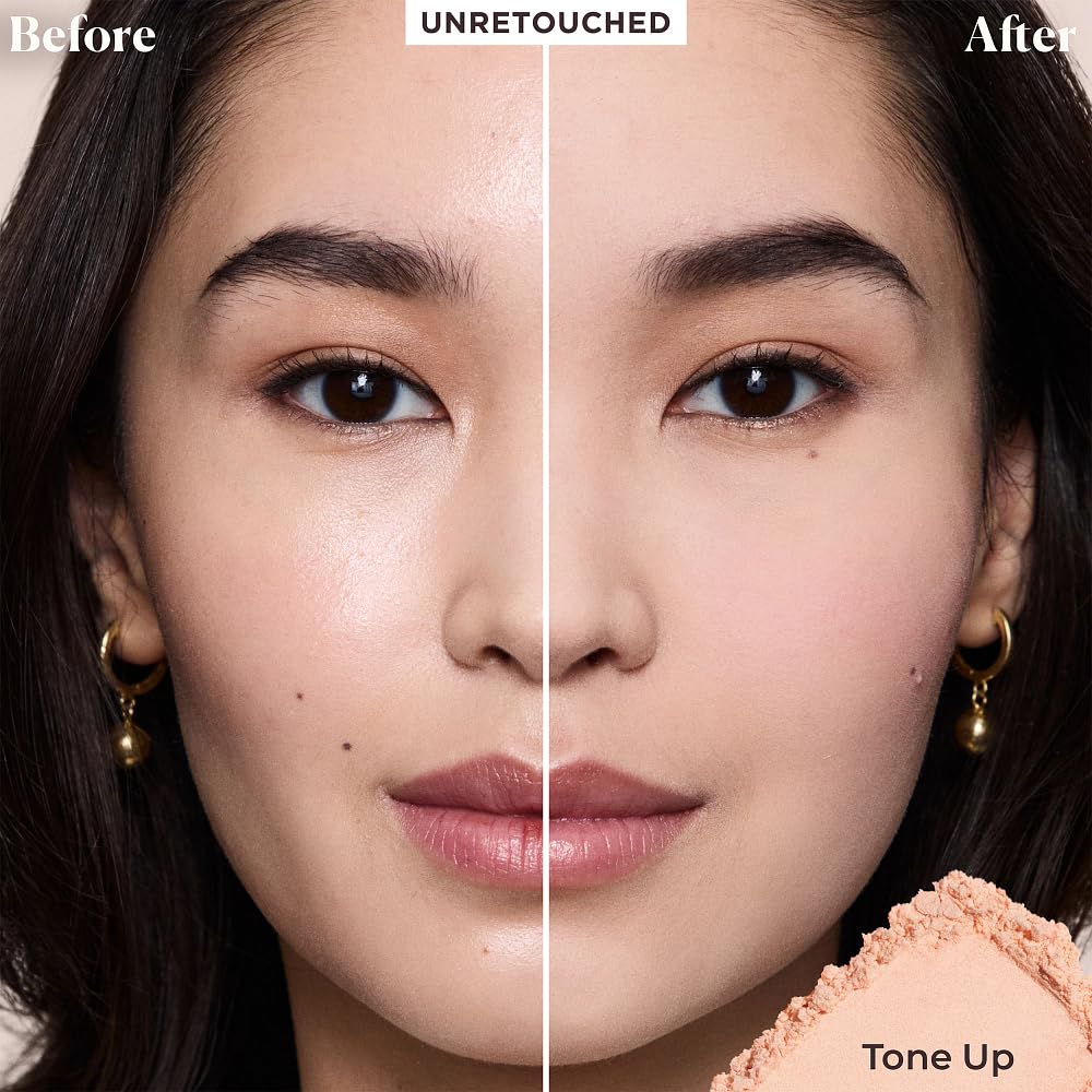 Laura Mercier open jar with loose powder visible, demonstrates lightweight texture