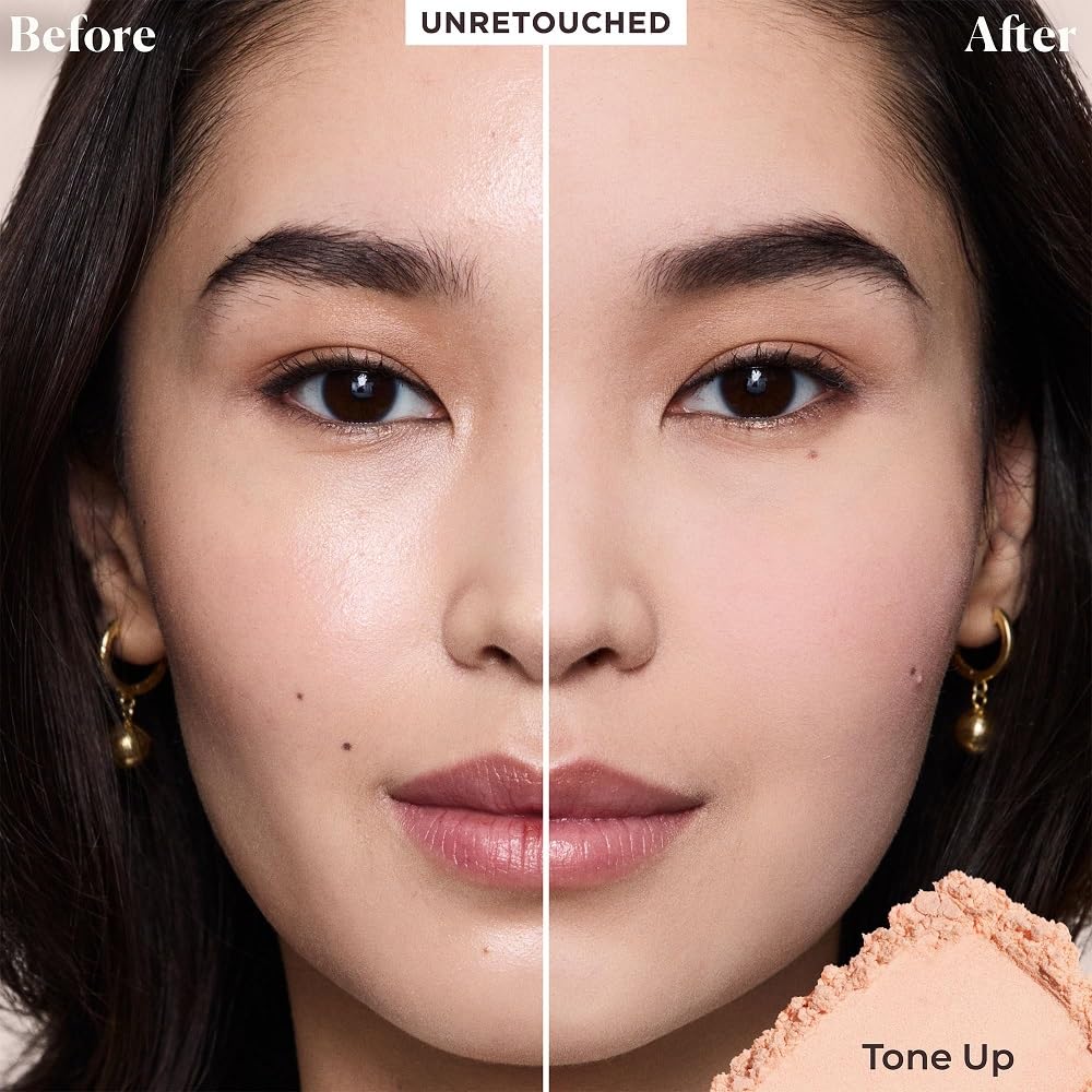 Laura Mercier powder texture close-up highlighting fine milled blur effect on skin