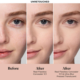 Laura Mercier pressed powder texture close-up highlighting ultra-blur finish