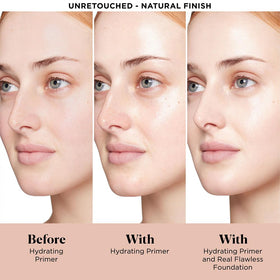 Laura Mercier primer hydrating texture close-up revealing smooth creamy finish for seamless makeup application