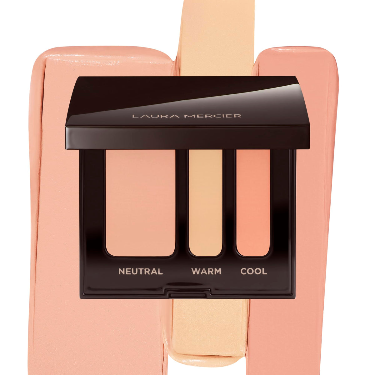 Laura Mercier compact front view showing sleek packaging and portability benefit