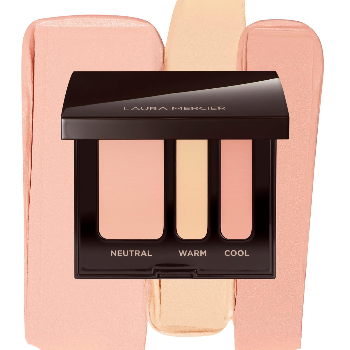 Laura Mercier compact front view showing sleek packaging and portability benefit