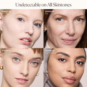 Laura Mercier compact in makeup bag lifestyle shot illustrating daily-wear convenience