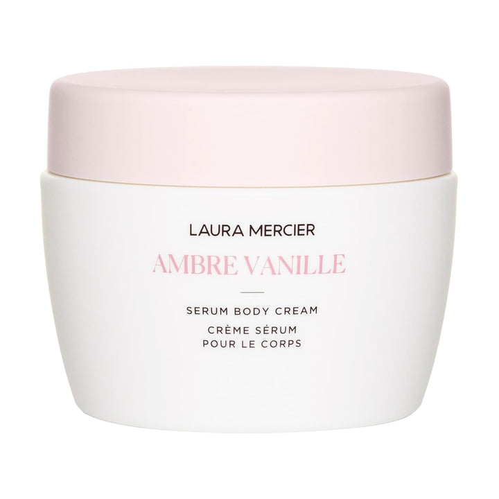 Laura Mercier front jar showing label and elegant packaging for quick recognition and luxury appeal