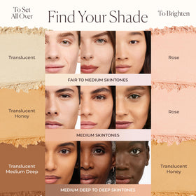 Laura Mercier shade range display with four options for fair to deep complexions