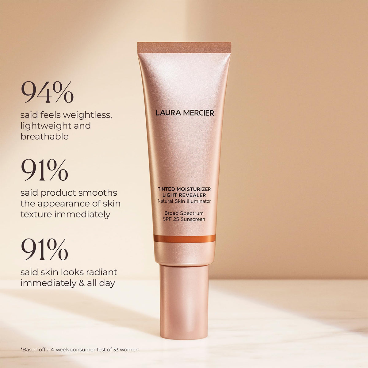 Laura Mercier blending with sponge for seamless, airbrushed finish
