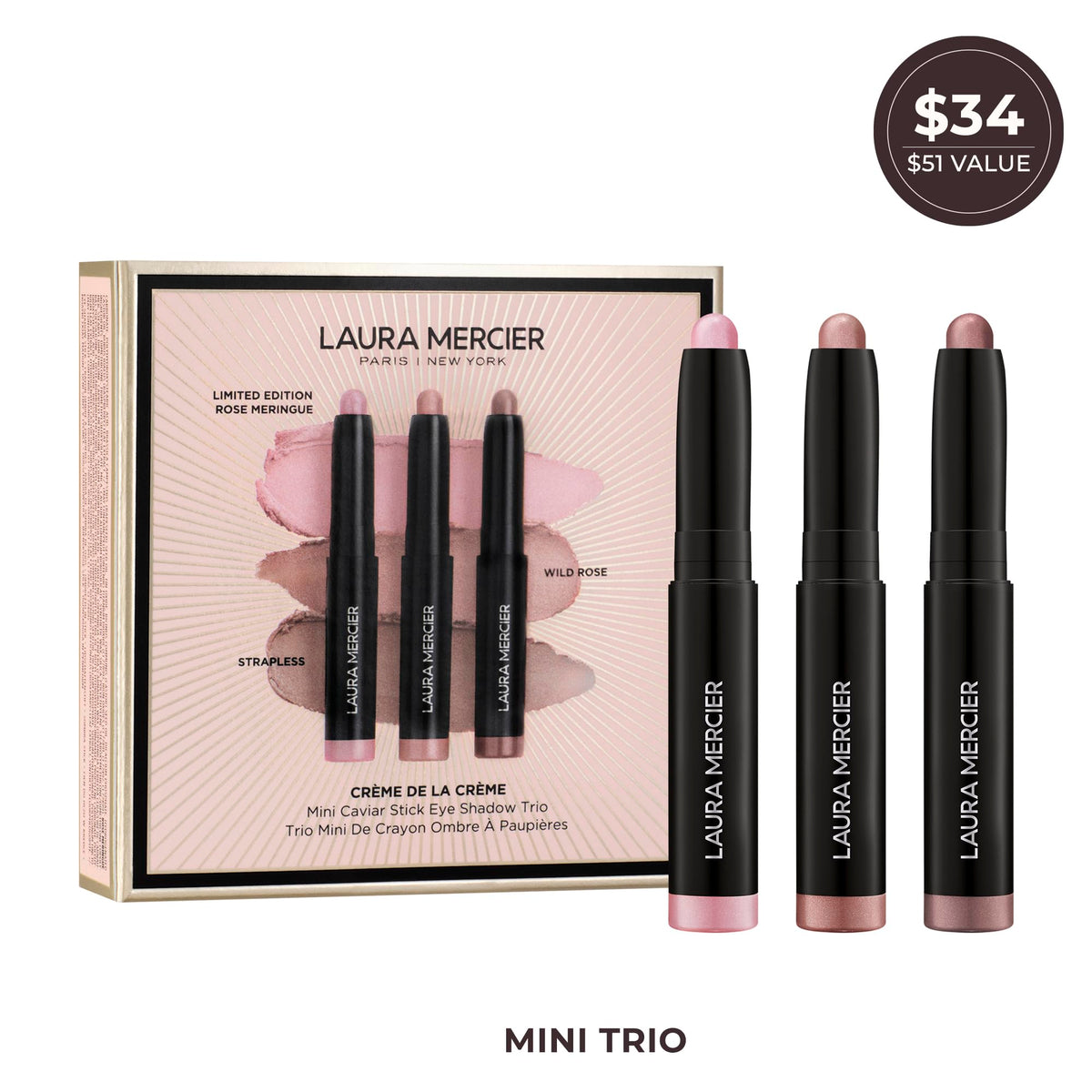 Laura Mercier stick texture close-up demonstrating creamy glide and blendability