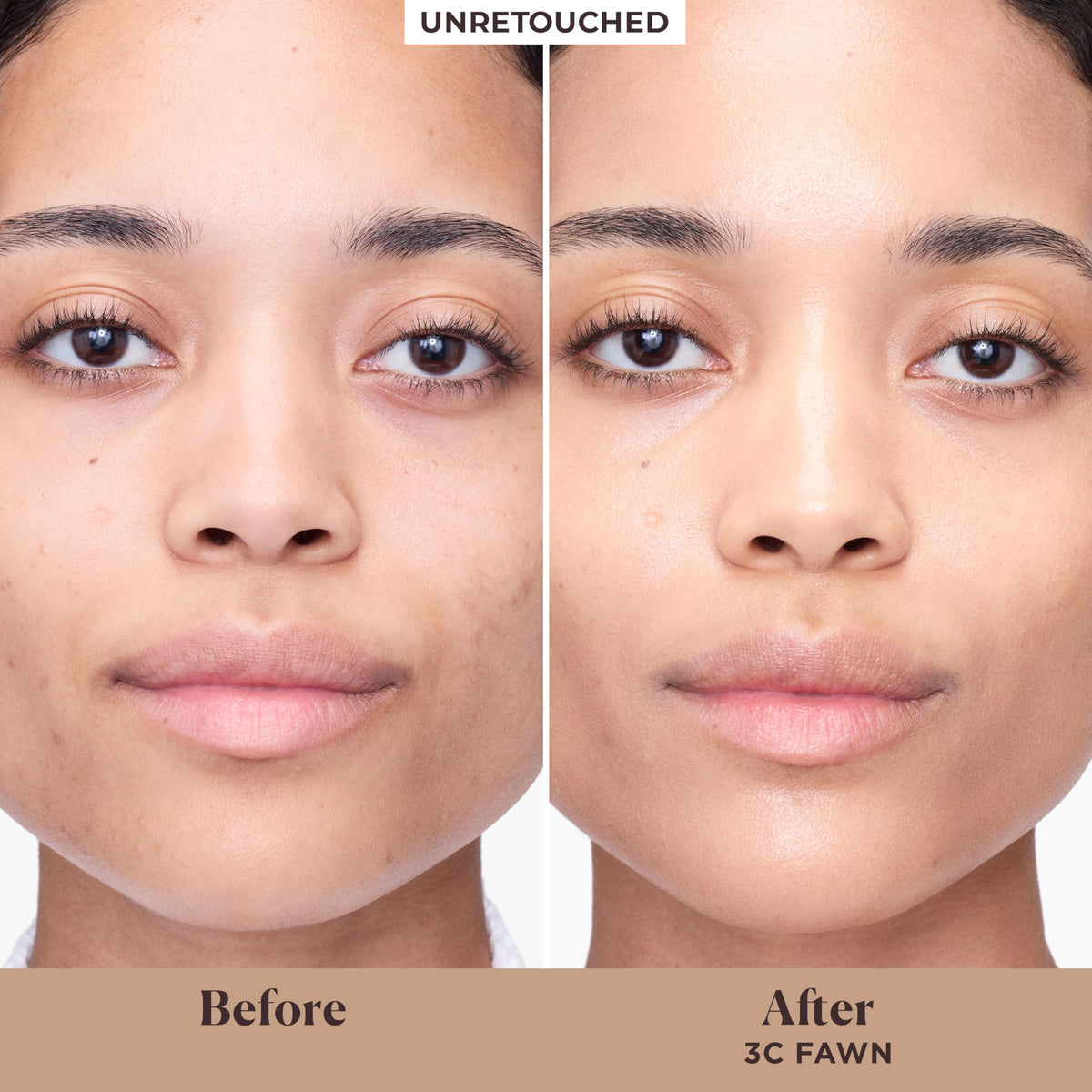 Laura Mercier arm swatch demonstrating sheer-to-light buildable coverage benefits