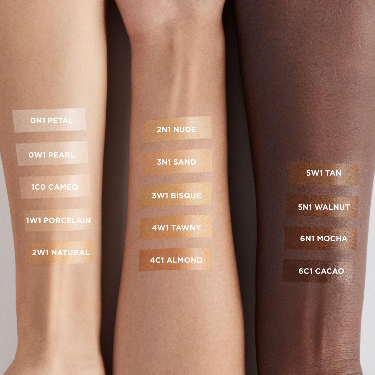 Laura Mercier porcelain shade in pump bottle demonstrating natural even coverage effect