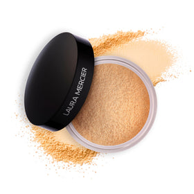 Laura Mercier front jar view showing powder, long-wear finish benefit