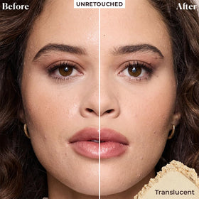Laura Mercier mini open sifter detail reveals controlled product dispensing benefit