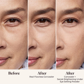 Laura Mercier open pan showing airy powder texture for smooth under-eye finish
