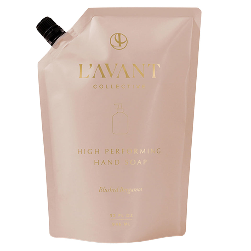 L'AVANT front packaging showing refill pouch and label benefits