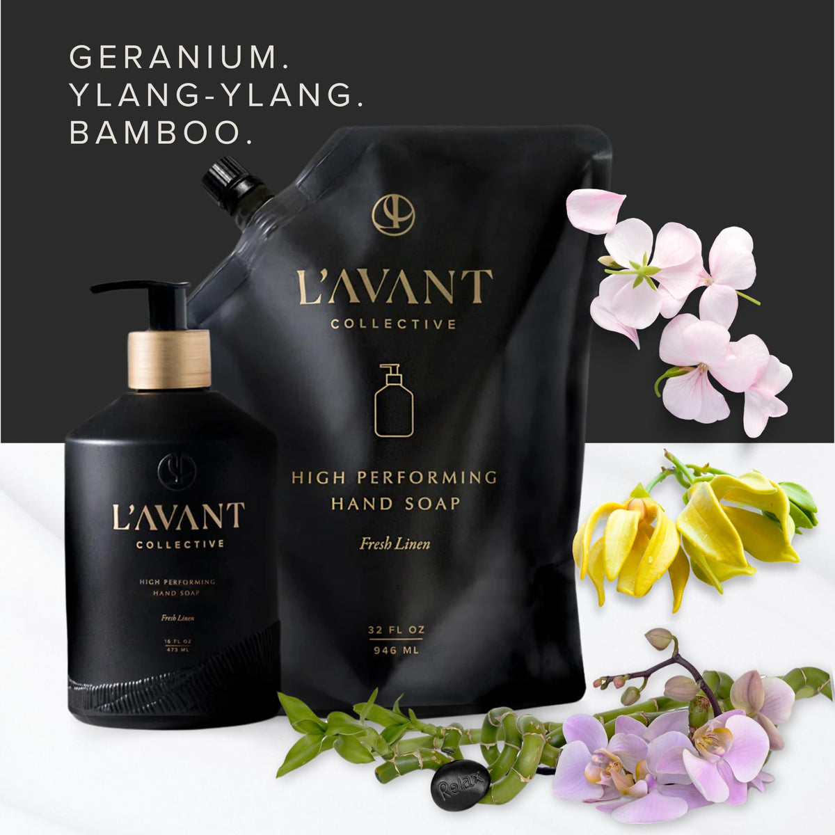 L'AVANT Collective bottle beside common items showing 16 fl oz size and scale