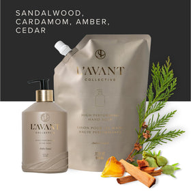 L'AVANT Collective bottle staged by a kitchen sink illustrating family-safe, everyday use