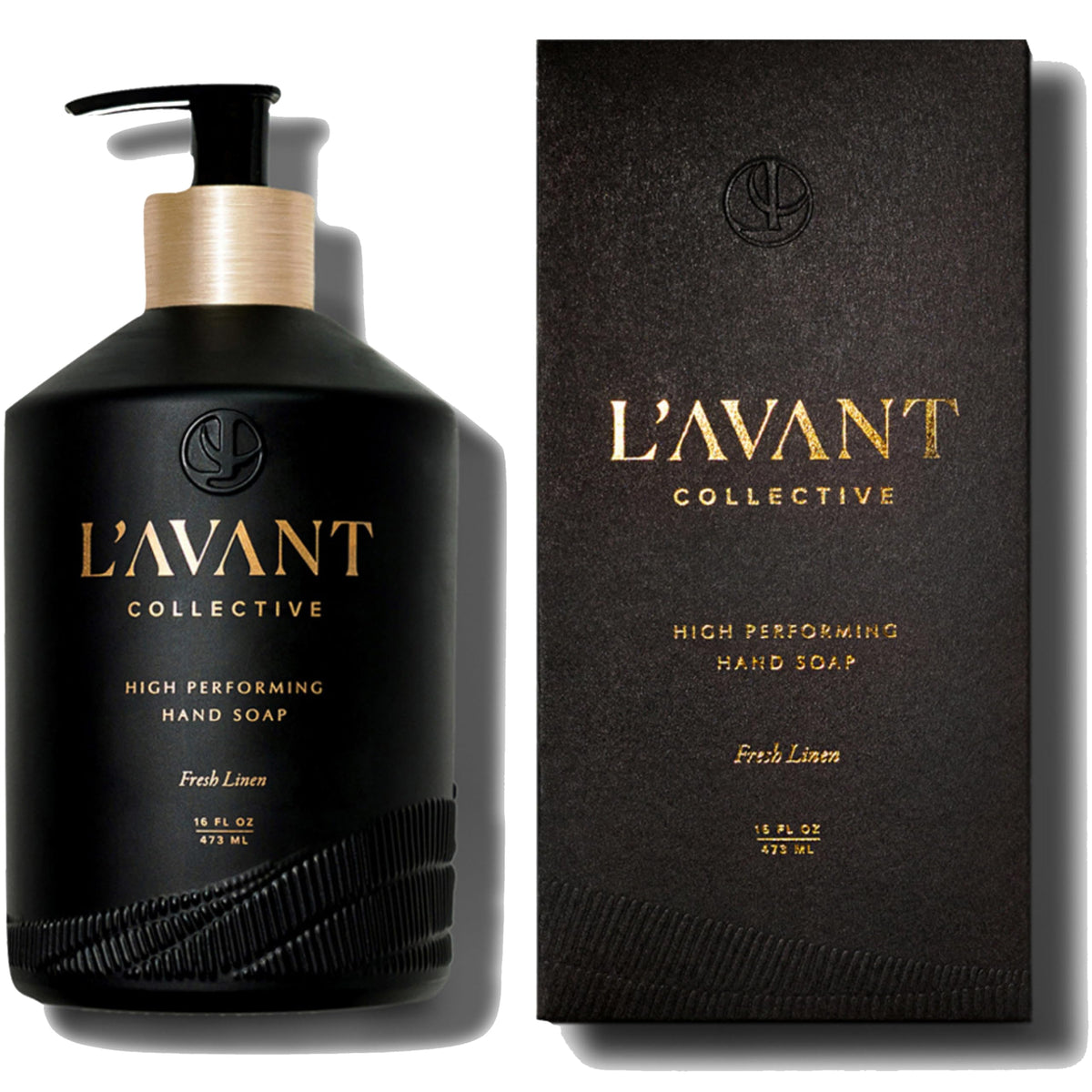 L'AVANT Collective front bottle on countertop shows elegant design and eco benefit