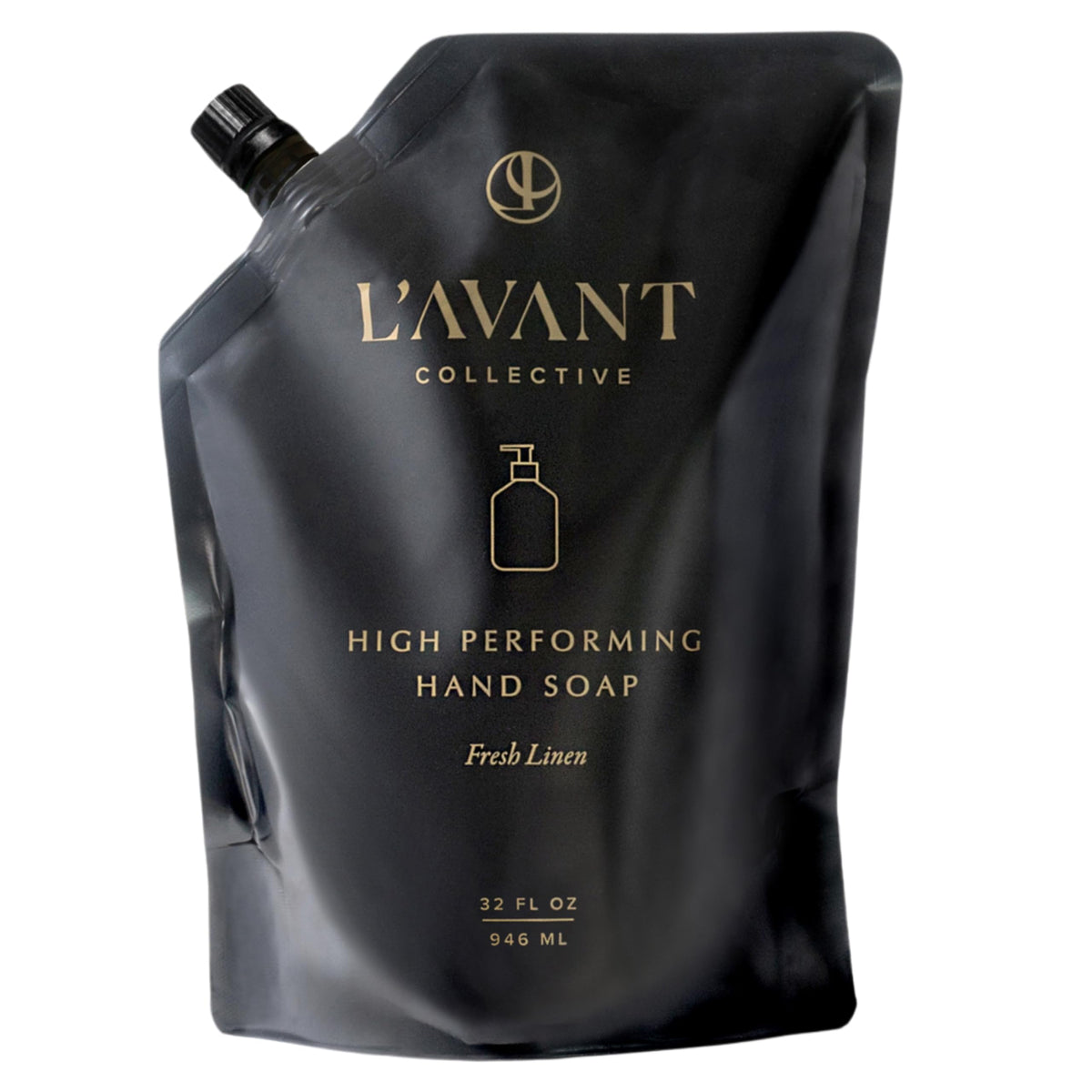 L'AVANT Collective front view of refill pouch showing packaging and eco benefit