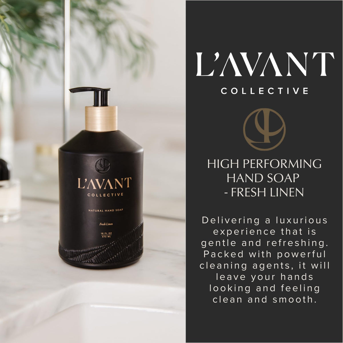 L'AVANT Collective ingredient label close-up showing plant-based transparency