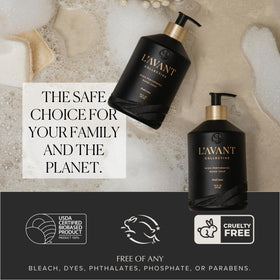 L'AVANT Collective creamy lather close-up showing moisturizing, gentle clean