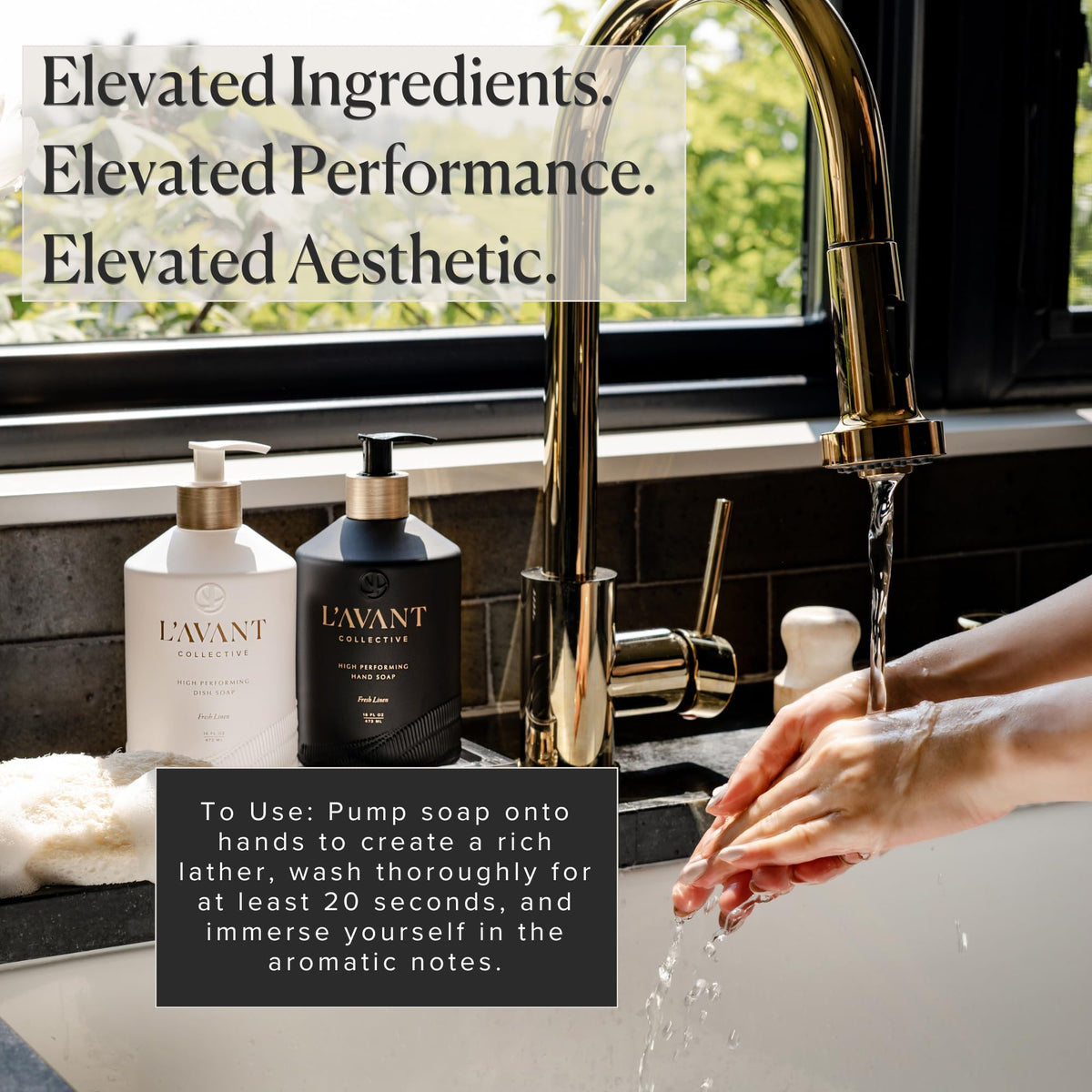 L'AVANT Collective refill pouch with bottle showing reduced-plastic benefit