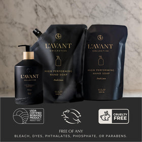 L'AVANT Collective close-up creamy lather texture demonstrating moisturizing benefit