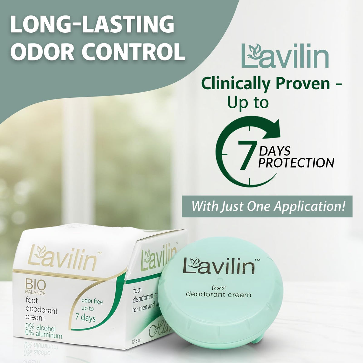 Applying Lavilin cream to toes for targeted odor control and comfort