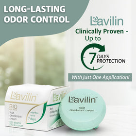 Applying Lavilin cream to toes for targeted odor control and comfort