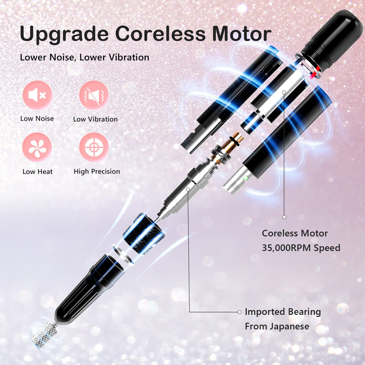 Lavinda coreless motor control closeup highlighting quiet precision