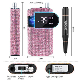 Lavinda nail drill laid out with assorted bits for versatile shaping
