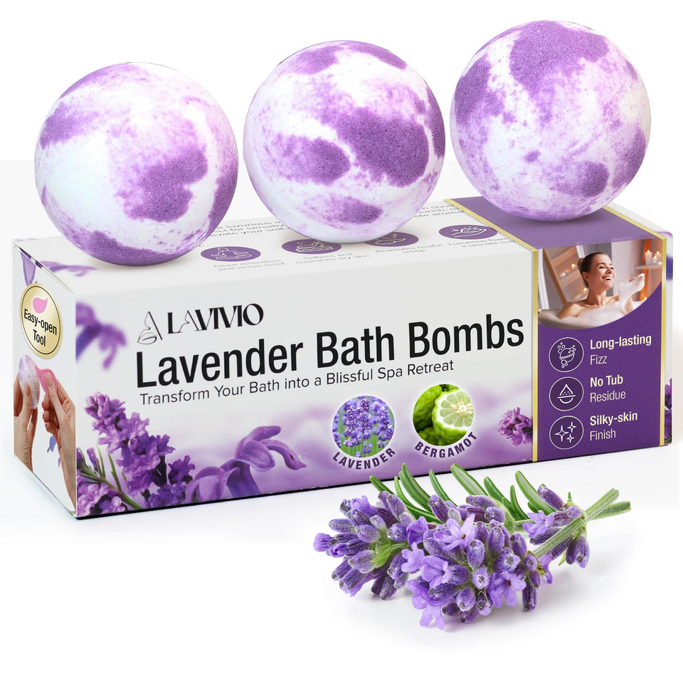 LAVIVIO front packaging showing three bath bombs and neat gift box, perfect present