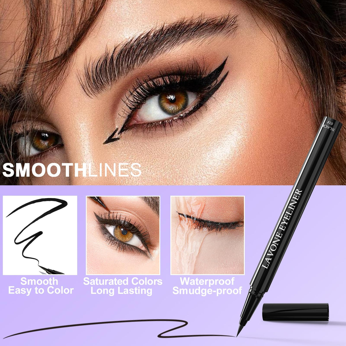 LAVONE angled brush bristles close-up for smooth, accurate gel application benefit