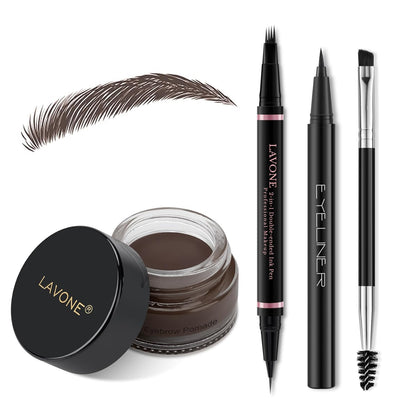 LAVONE front packaging showing complete eyebrow kit and pouch for convenient use