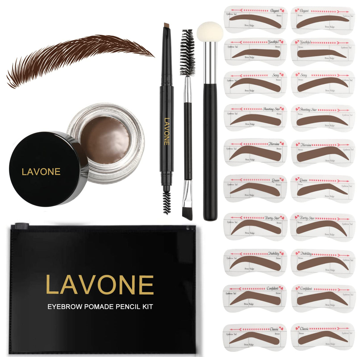 LAVONE front packaging showing complete brow kit and benefits