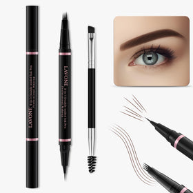 LAVONE microblading tip close-up creating hair-like strokes for realistic brows